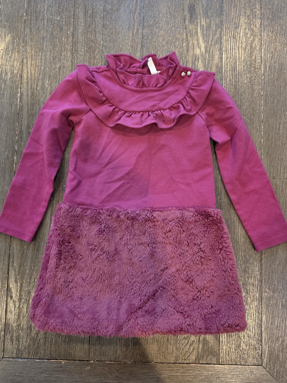 Janie And Jack Girls' Long-Sleeve Dress with Faux Fur Skirt